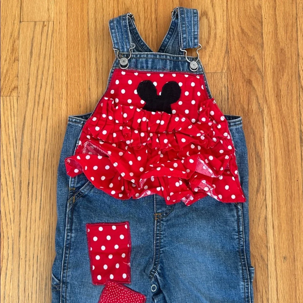Vintage Old Navy White and Red Polka Dots Overalls